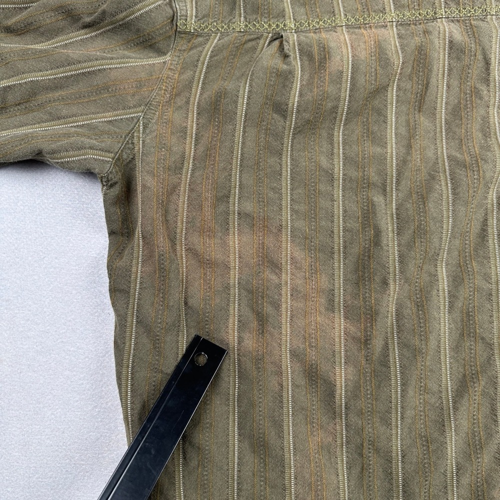REI Mens Button‎ Down Shirt XXL Olive Green Striped Long Sleeve Cotton - Picture 7 of 14